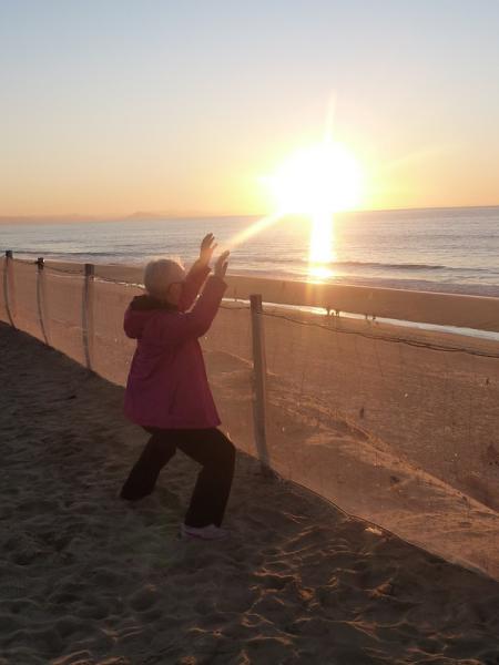 taiji au coucher du soleil